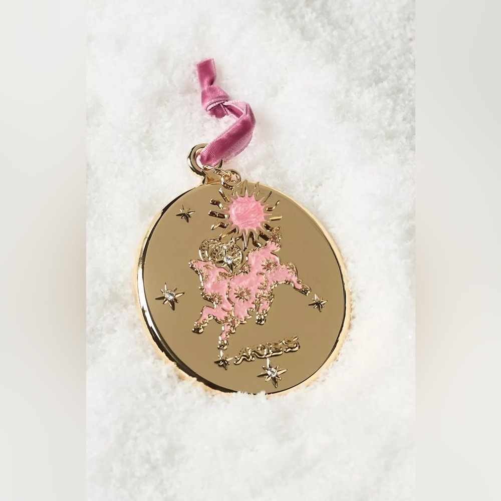 Anthropologie Lou Benesch Zodiac Ornament Gold Plated "Aries" NWT